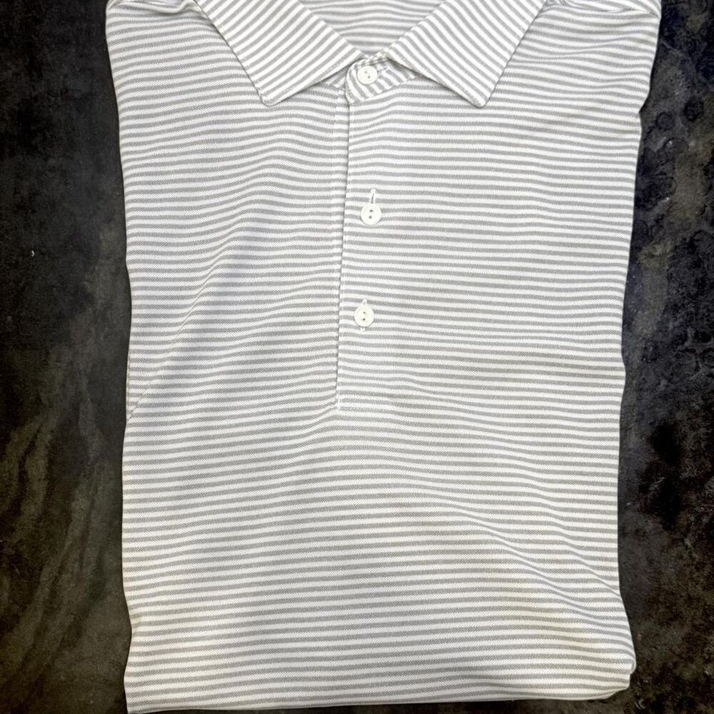 Peter-millar Men's White and Grey Polo-shirts